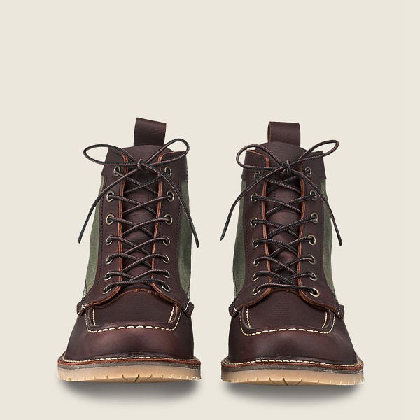 Heritage Støvler Herre - Red Wing Weekender Lærred Moc - 6-Inch Oil-Slick Læder - Mørkebrune - AWEFY